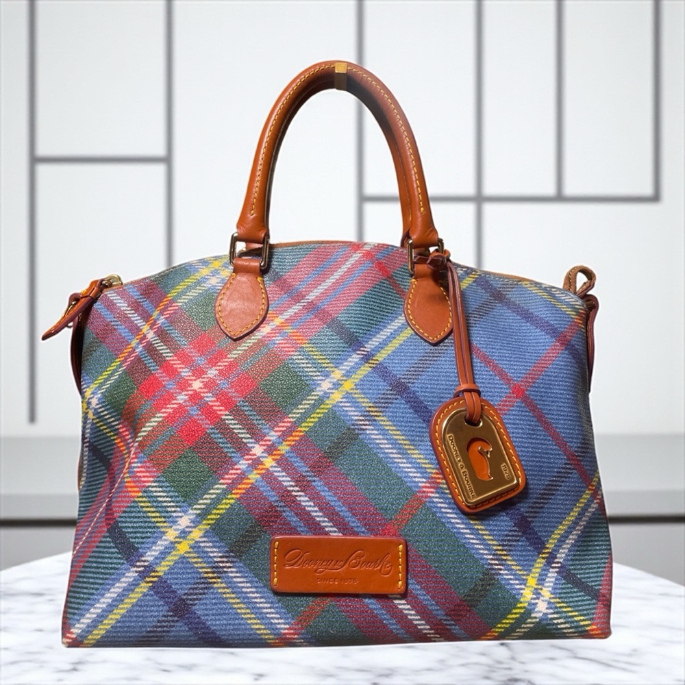 Dooney & Bourke Multicolor Plaid Satchel - Picture 4 of 17